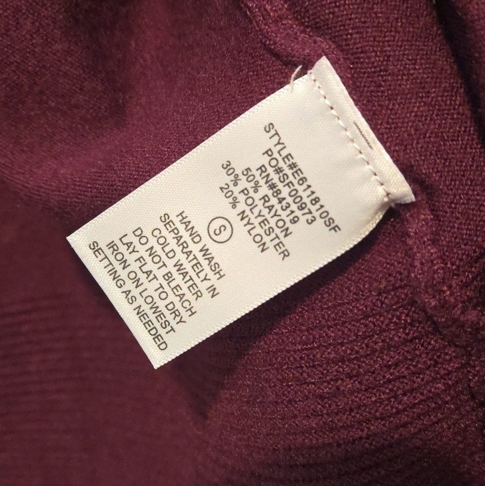 Evolution by Cyrus Open Front Ribbed Knit Detail Cardigan Size Small Ancho Chili - Picture 6 of 11